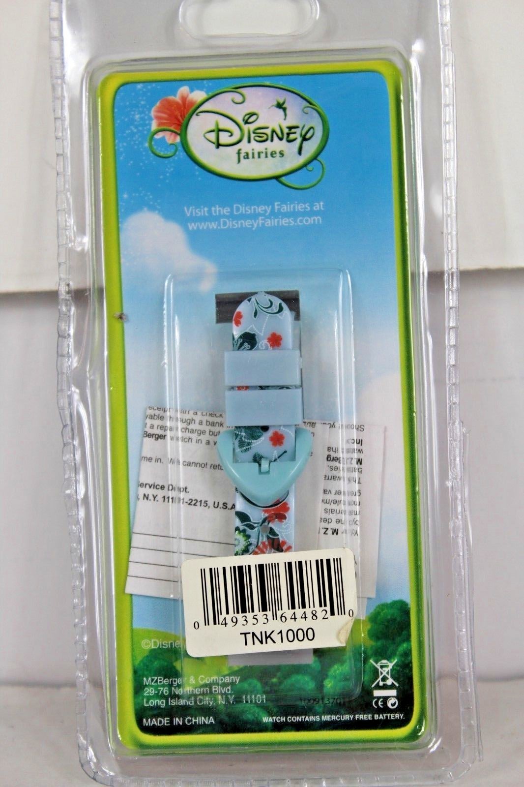 Disney Fairies LCD Watch Tink Tinker Bell Teal Blue Floral Plastic Battery NIP