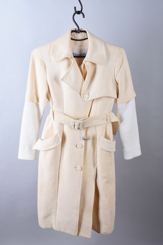【DIOR】MISS DIOR Coat with Belt バージンウール&シルク Coat with Belt Gray Double-Sided Virgin Wool and Silk with