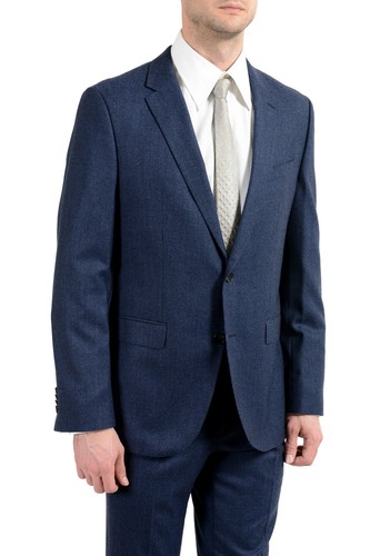 Pre-owned Hugo Boss "novan5/ben2" Men's 100% Wool Blue Plaid Two Button Suit