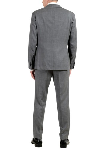 Pre-owned Hugo Boss "reyno4/wave2" Men's 100% Wool Extra Slim Gray Two Button Suit