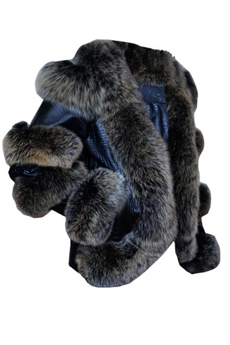 Pre-owned Handmade Women's Alligator Crocodile Print Leather Jacket Silver Fox Fur Collar All Sizes