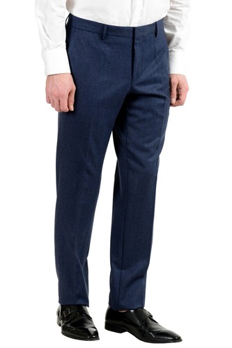 Pre-owned Hugo Boss "novan5/ben2" Men's 100% Wool Blue Plaid Two Button Suit