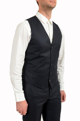 DOLCE & GABBANA DOLCE & GABBANA MEN'S "MARTINI" 100% WOOL STRIPED TWO BUTTON THREE PIECE SUIT