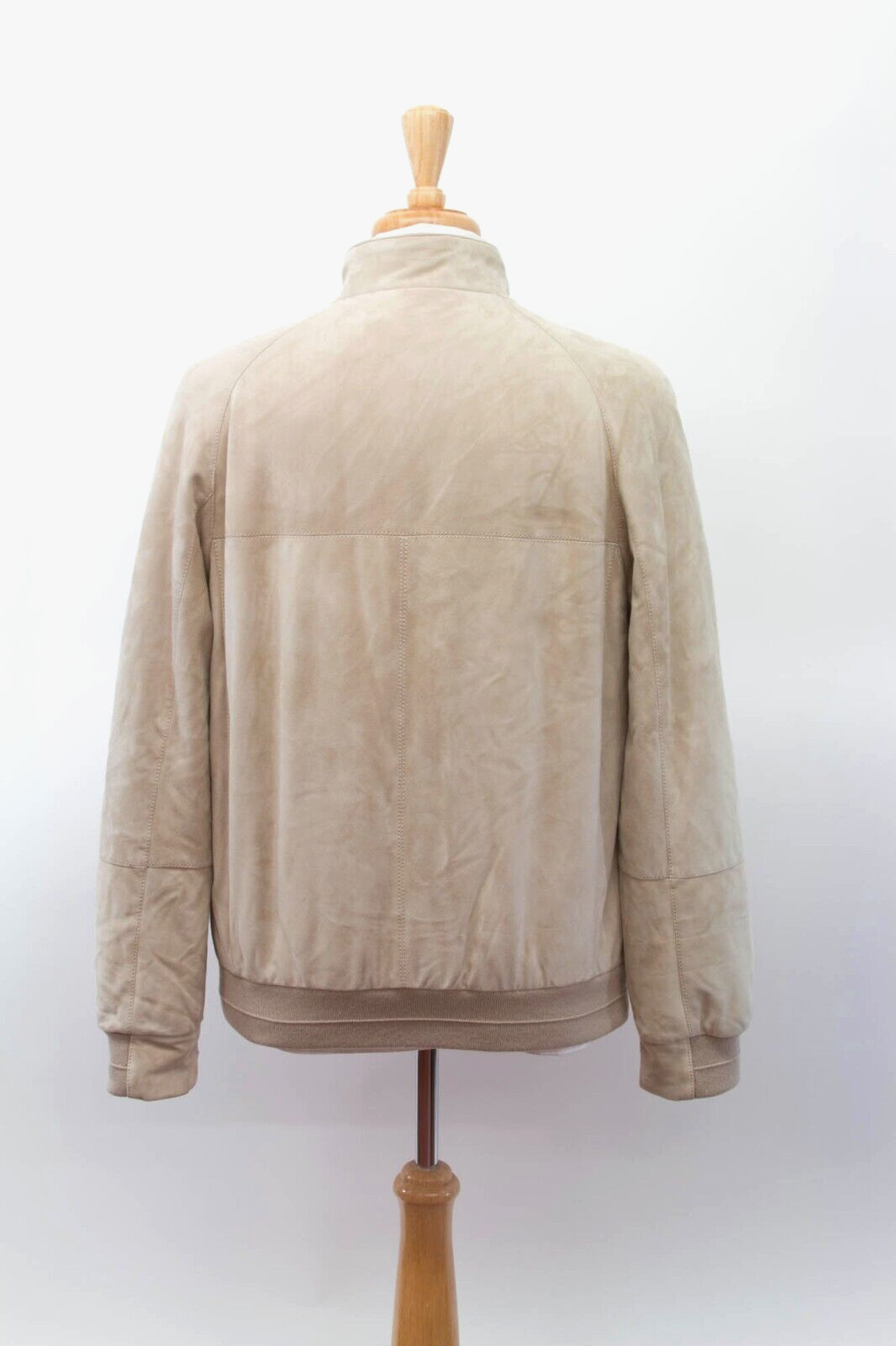 Pre-owned Brunello Cucinelli Nwt$7995  Leather Suede Puffer Bomber Jacket W/logo Zip M A232 In Khaki-taupe