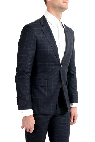 Pre-owned Hugo Boss "t-royston/wain1" Men's Extra Slim 100% Wool Plaid Two Button Suit In Multicolor