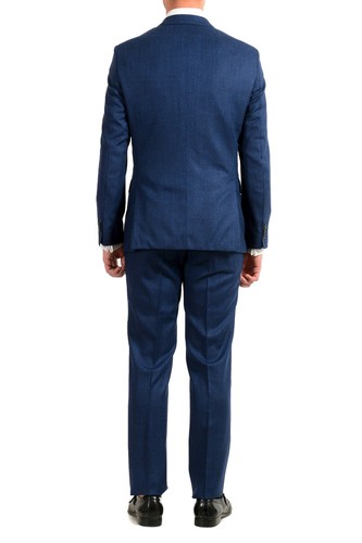 Pre-owned Hugo Boss Men's "johnstons5/lenon1" Regular Fit 100% Wool Blue Two Button Suit