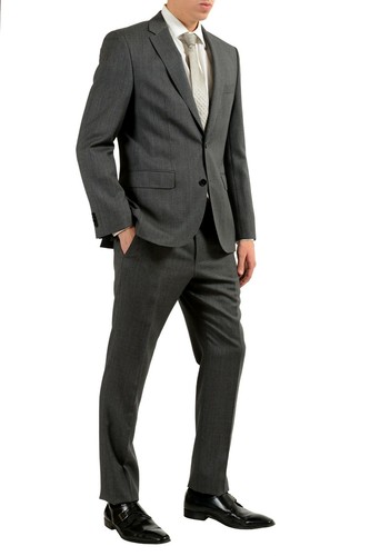 Pre-owned Hugo Boss "johnston3/lenon1" Men's 100% Wool Gray Two Button Suit