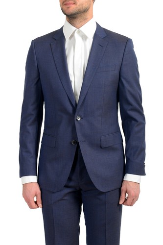 Pre-owned Hugo Boss "huge6/genius5_bxn" Men's 100% Wool Two Button Suit In Blue