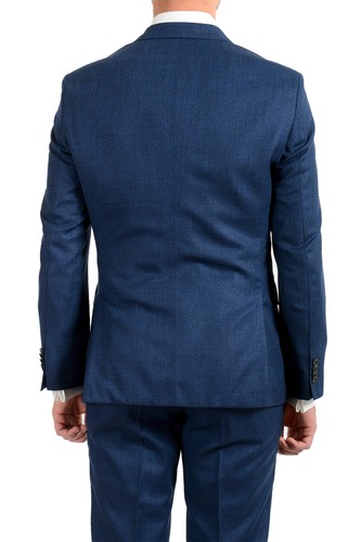 Pre-owned Hugo Boss Men's "johnstons5/lenon1" Regular Fit 100% Wool Blue Two Button Suit