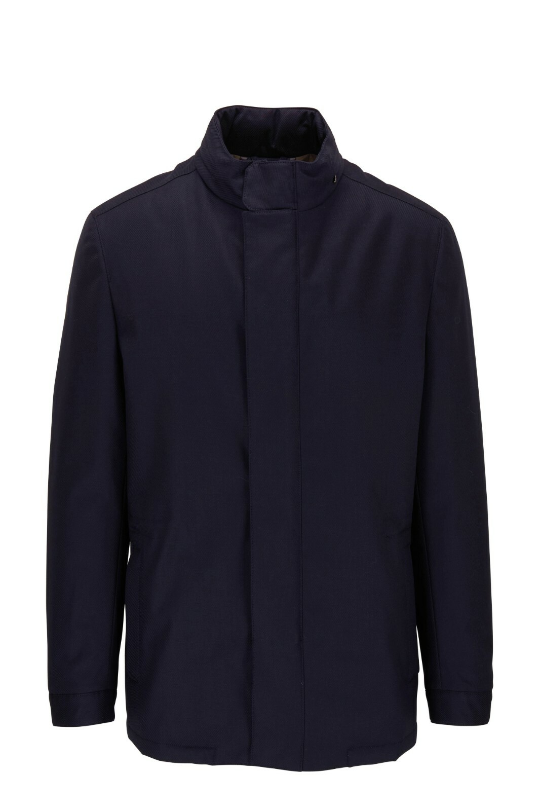 Pre-owned Corneliani Navy Technical Twill Car Coat It 52 50r Us 42r 40r 12/10 $1695 In Blue