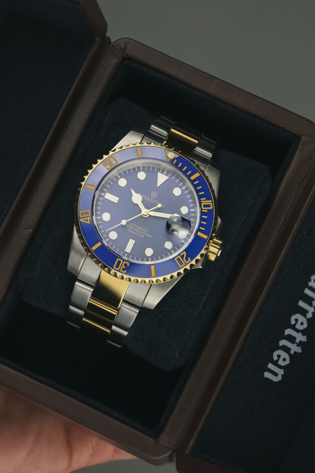 Pre-owned Seiko Barretten Bluesy Custom Watch  Nh35 Men's Waterproof Ceramic Sapphire