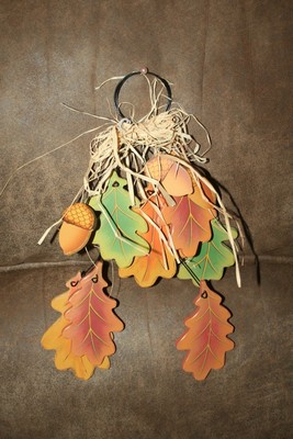 RUSTIC WOODEN LEAVES AND ACORNS THANKSGIVING FALL DECORATION WALL HANGING