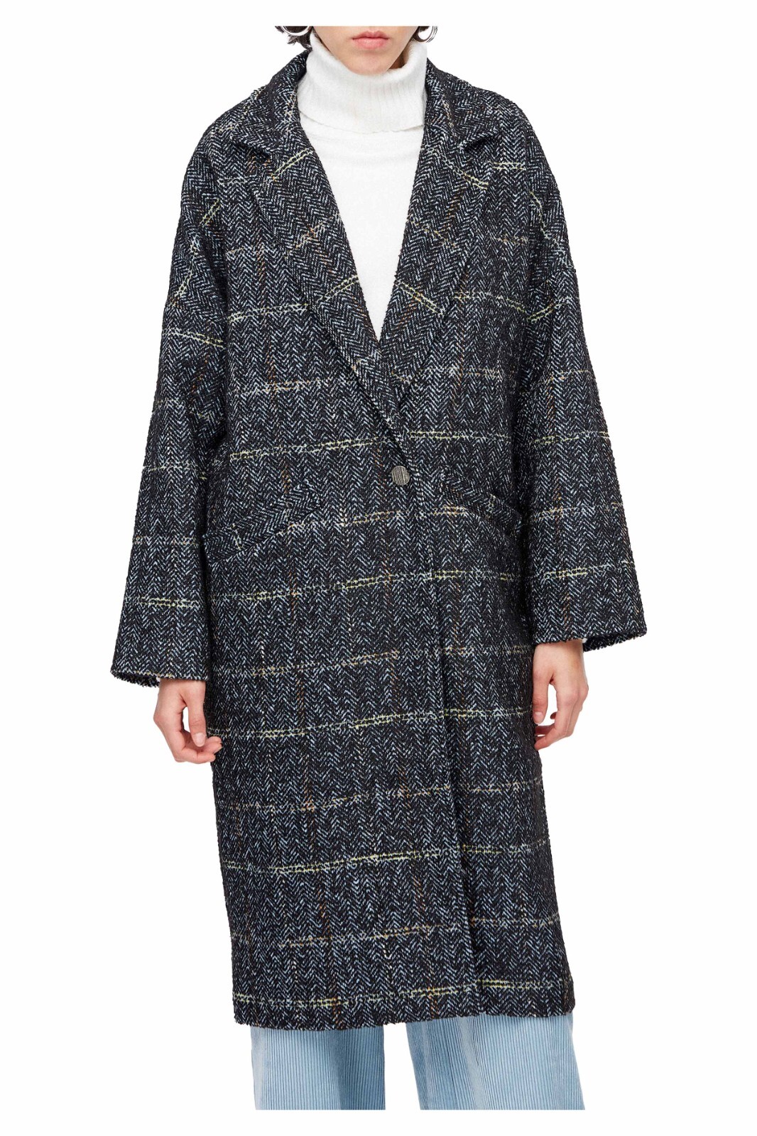 BSB BSB MANTEL FRAU FANTASIE FISCHGRÄTEN SCHWARZ/HIMMLISCH 050-218006