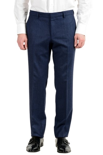 Pre-owned Hugo Boss "novan5/ben2" Men's 100% Wool Blue Plaid Two Button Suit
