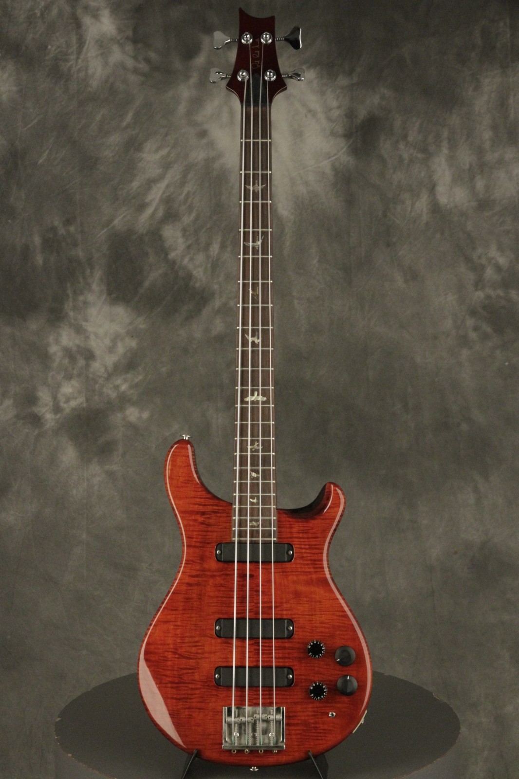 1987 PRS Paul Reed Smith CURLY BASS-4 Flame Top w/BIRDS Scarlet Red!