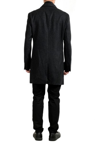 Pre-owned Hugo Boss "nadim4" Men's Wool Slim Three Button Coat With Detachable Inner In Gray