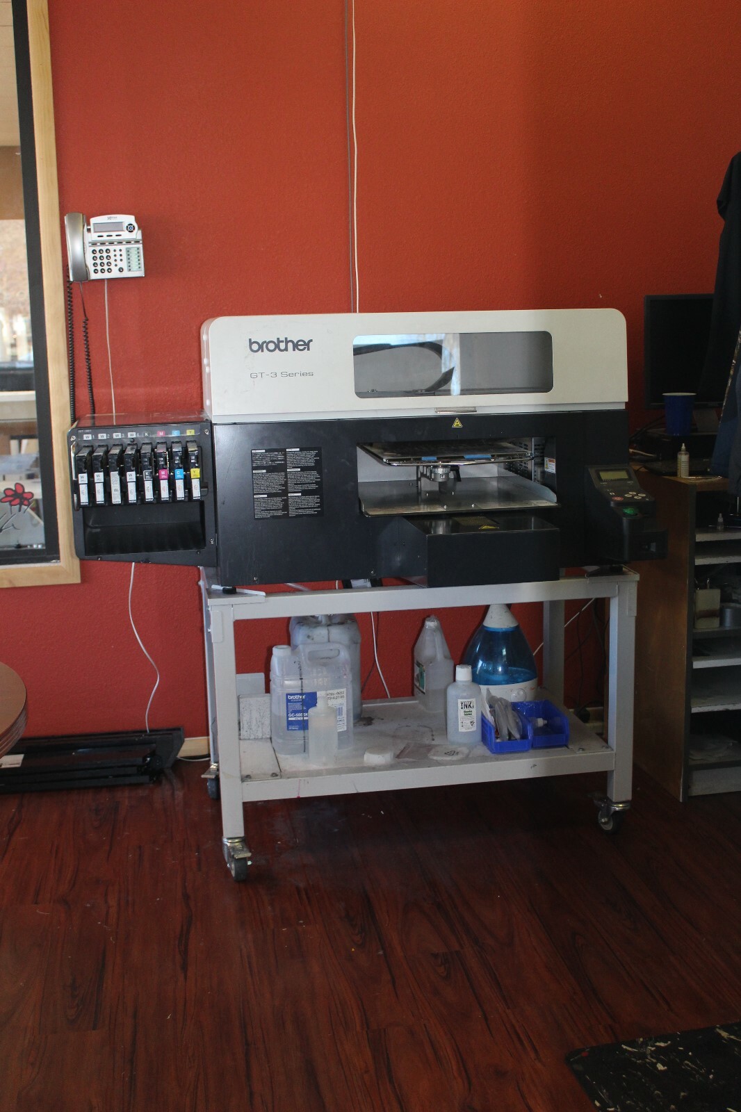 Brother 381DTG (not working), Geo Knight Dual Heat Press, Lawson Pretreat