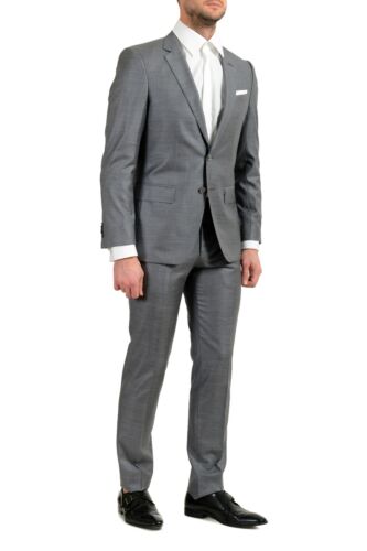 Pre-owned Hugo Boss "hutson5/gander3" Men's Wool Silk Slim Gray Two Button Suit