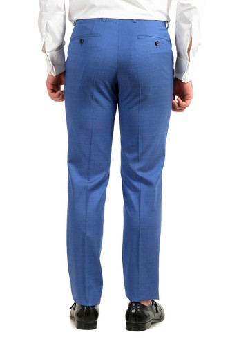 Pre-owned Hugo Boss Men's "johnstons5/lenon1" Regular Fit 100% Wool Blue Two Button Suit