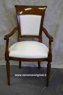 POLTRONA SEDIA CAPOTAVOLA CLASSICA  IN PELLE BIANCO VARI COLORI