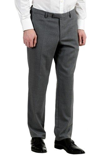 Pre-owned Hugo Boss "jets4/lenon1" Men's 100% Wool Gray Two Button Suit