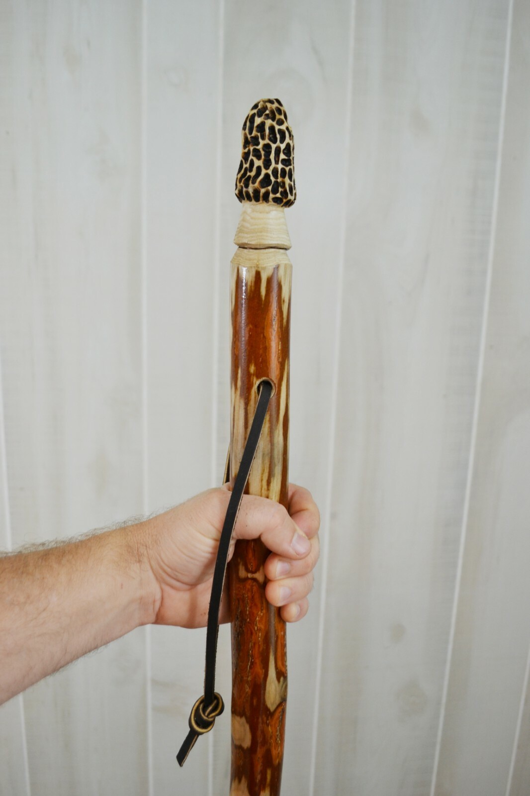 Walking Stick + Morel Mushroom + Carved + Morel Hiking Stick + Staff + USA Made
