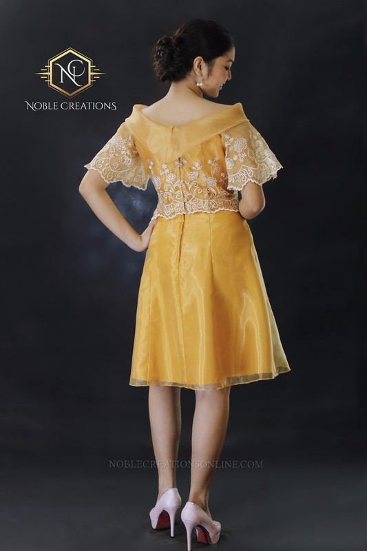 off shoulder filipiniana dress
