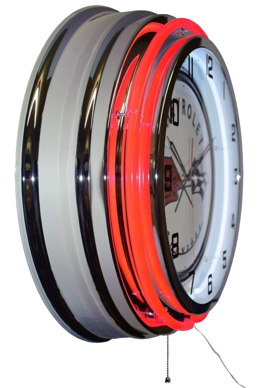 19" Chevrolet Corvette 1953 Sign Double Neon Clock Garage Man Cave Decor (Red)