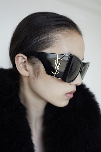 Pre-owned Saint Laurent Sl M119 Blaze-001 Black Gold Ysl Logo Cat Eye Authentic Sunglasses