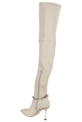 Pre-owned Studio Amelia Razor 90 Thigh Boot In Stn Crema