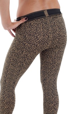 Sexy Leggings Stretch mit Animal print Jeggings braun beige 33270 neu