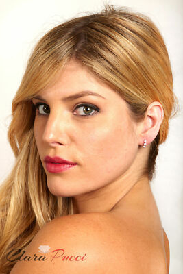 Pre-owned Pucci 0.48ct Round Cut Hoop Lab Created Diamond Solid 18k White Gold Earrings In G-h