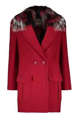 Pre-owned Fendi Virgin Wool Coat With Fox Fur In Red