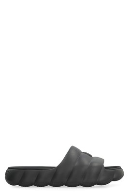 Pre-owned Moncler Lilo Rubber Slides In Black
