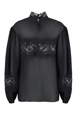 Pre-owned Dolce & Gabbana Lace And Georgette Blouse In Black