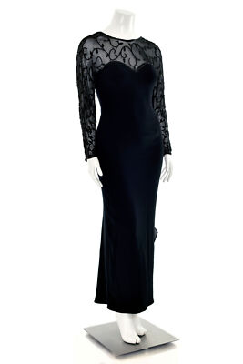 *STUNNING!* Black Tie Oleg Cassini Beaded Evening Dress in Black sz 8