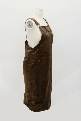 Pre-owned Brunello Cucinelli $2645  Women's Velvet Overall Dress W/beading Size M A191 In Brown