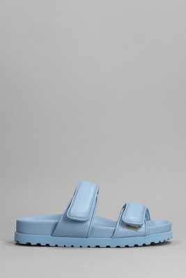Pre-owned Gia Borghini Perni 11 Flats In Cyan Leather In Blue