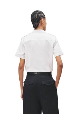 Pre-owned Nili Lotan Natalie Short Sleeve Button Up Shirt In White - Size S