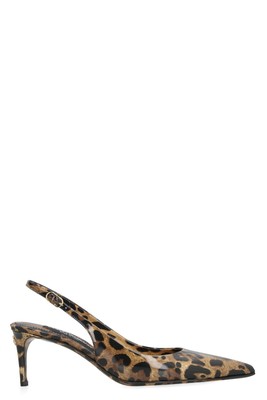 Pre-owned Dolce & Gabbana Lollo Leather Slingback Pumps In Beige