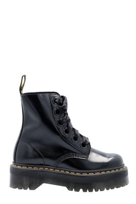 Pre-owned Dr. Martens Molly Platform Lace-up Boots In Black