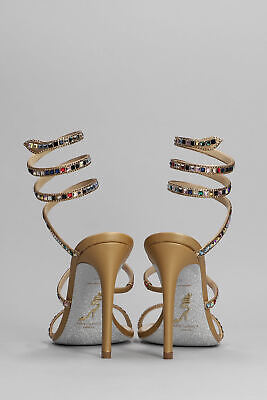 Pre-owned René Caovilla Cleo Sandals In Gold Leather