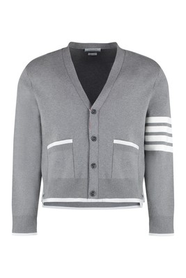 Pre-owned Thom Browne Cotton Cardigan In Gray