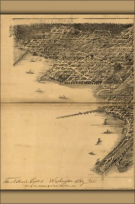 Poster, Many Sizes; Map Of National Capital, Washington City, D.C 1883