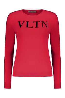 Pre-owned Valentino Long Sleeve Crew-neck Sweater In Red-purple Or Grape