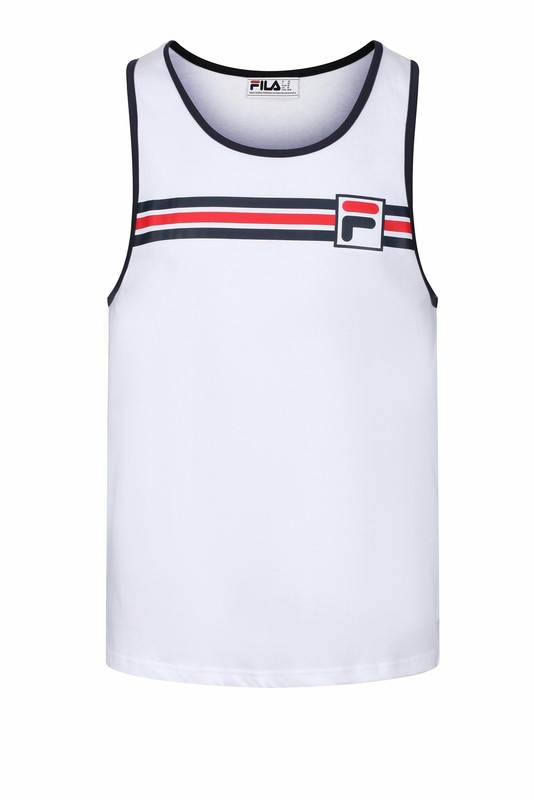 Mens Tank Top FILA VINTAGE Quillan Vest | White/Navy