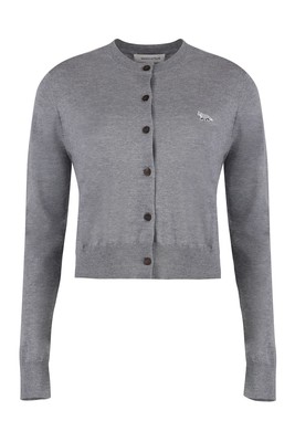 Pre-owned Maison Kitsuné Wool Cardigan In Gray