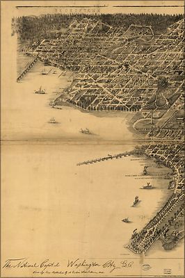 Poster, Many Sizes; Map Of National Capital Washington City D.C. 1883