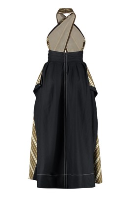 Pre-owned Tory Burch Striped Cotton Lmaxi Dress In Multicolor