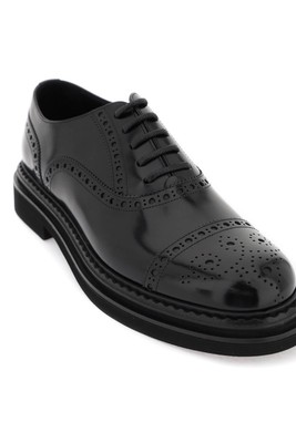 Pre-owned Dolce & Gabbana Leather Lace Up Shoes In Black